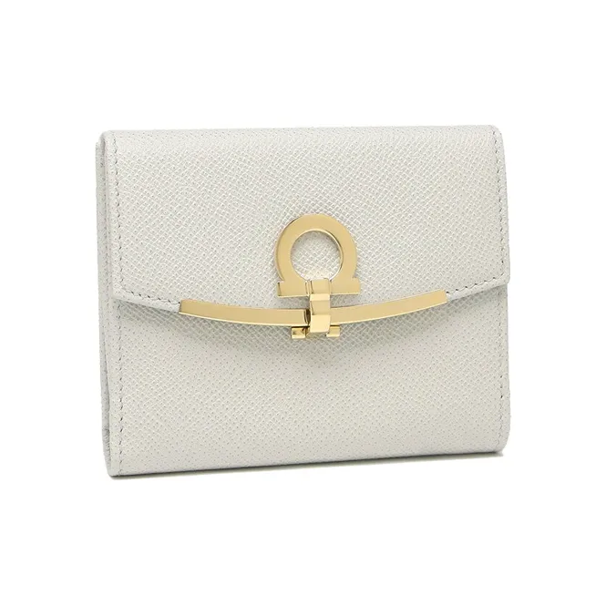 FERRAGAMO Leather Wallet Women's Gray-1