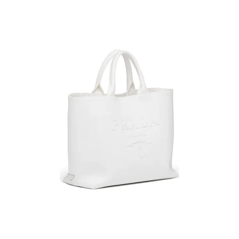 PRADA Fabric Tote Bag Shopping Bag Crossbody Handbag Women's White-1