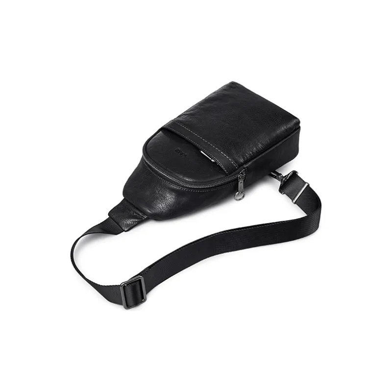 Jeep Top Grain Cow Leather Shoulder Bag Crossbody Bag Sling Bags Men's Black-7