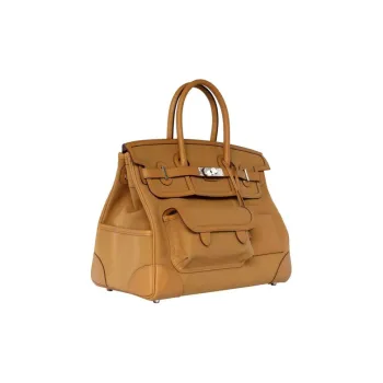 HERMES Birkin Canvas With Swift Birkin Bag Handbags Unisex 2S Sesame