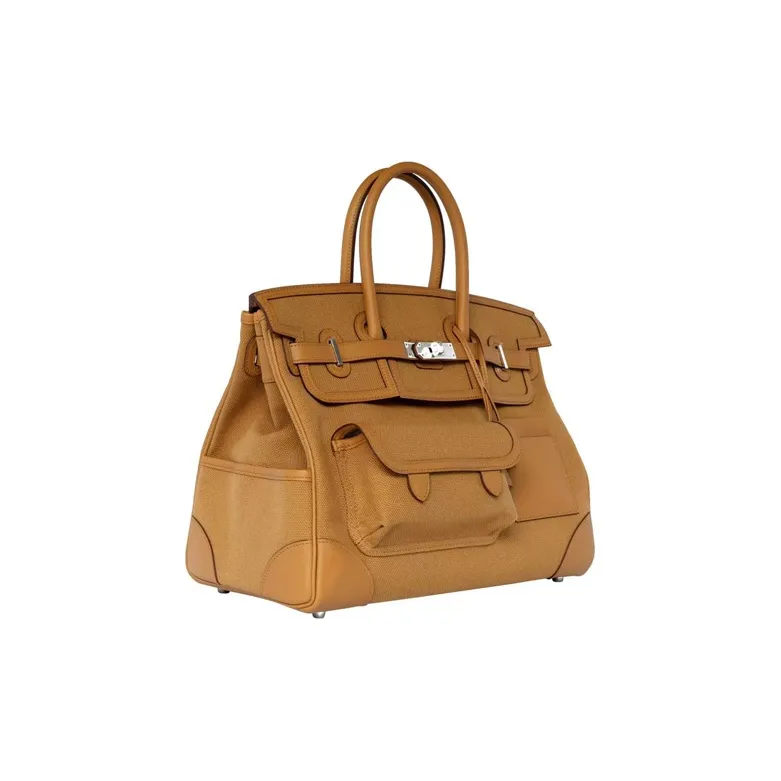 HERMES Birkin Canvas With Swift Birkin Bag Handbags Unisex 2S Sesame-0