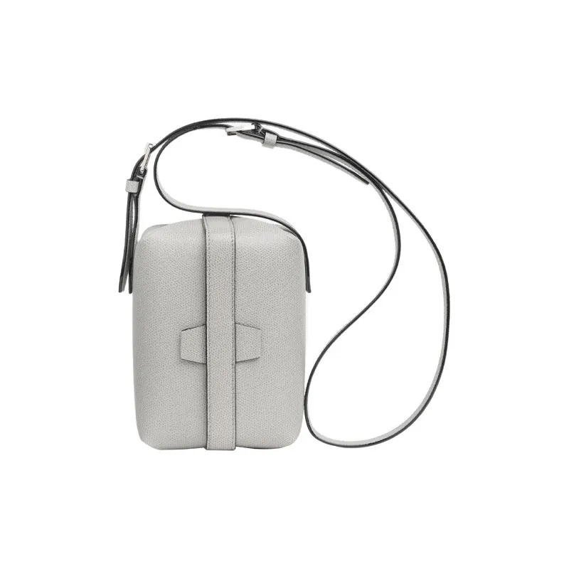 Valextra Tric Trac Calfskin Box Bag One Shoulder Handbag Crossbody Bag Women's Smoke Gray-0