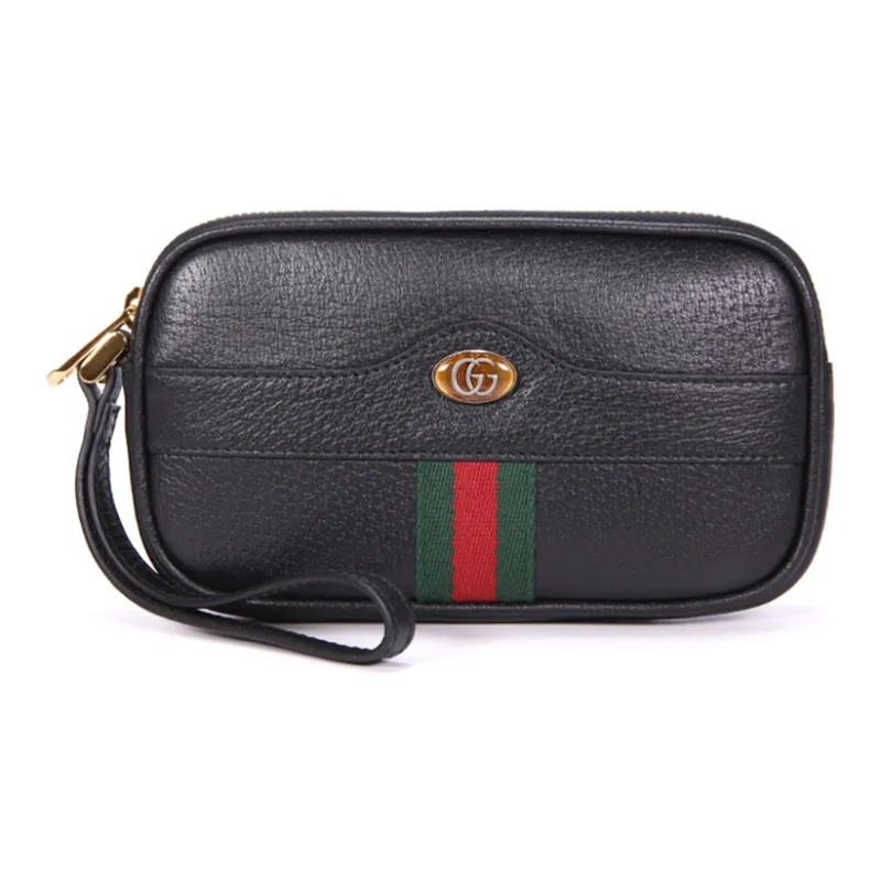 GUCCI Leather Wristband Clutch Mini Women's Black-0