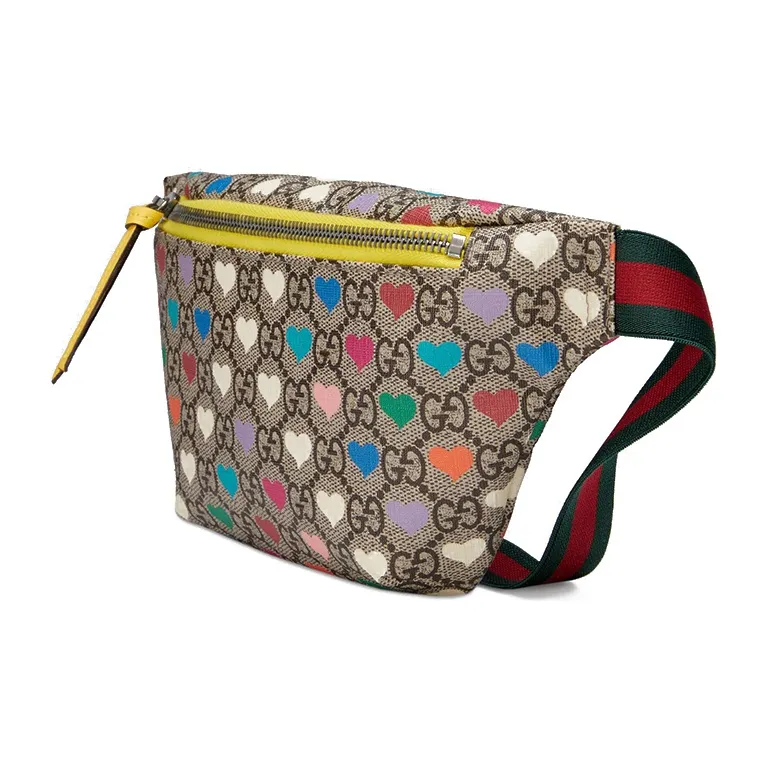 GUCCI Canvas With Leather Fanny Pack, Sling Bag, Kids' Bag Kids' Ebony/Yellow/Multicolor-1