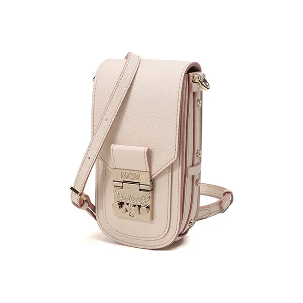 MCM Leather Shoulder Bag, Crossbody Bag, Chain Bag, Cell Phone Pouch Women's Light Pink-1