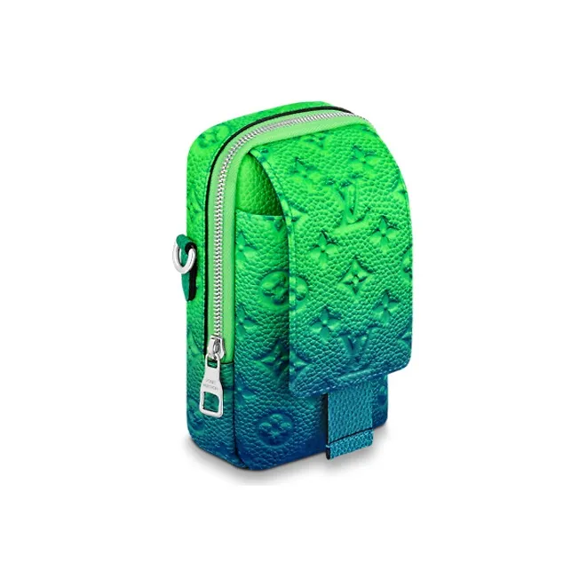LOUIS VUITTON Double Phone Pouch Taurillon Illusion Blue/Green-1