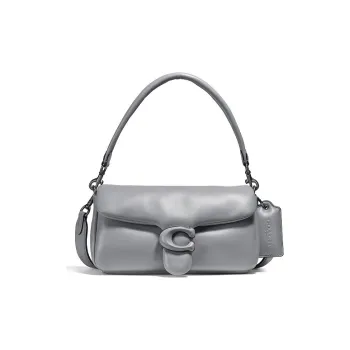 COACH Sheepskin Leather Pillow Bag Shoulder Bag Crossbody Bag Handbag Medium Size Women's Gray
