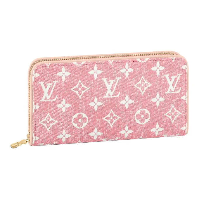 LOUIS VUITTON Zippy Wallet Denim Jacquard Pink-4