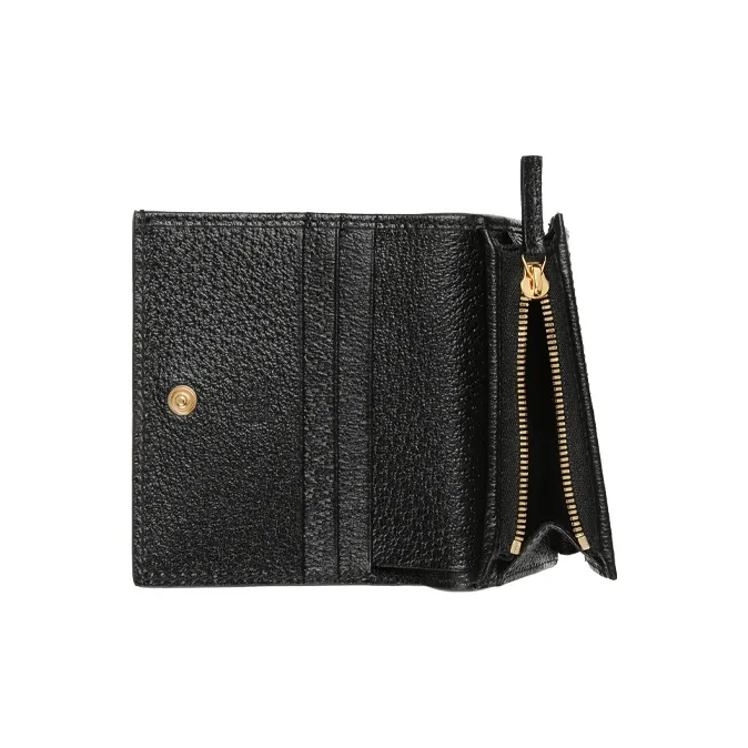 GUCCI GG Marmont Leather Card Holder, Wallet Regular Women's Black-4