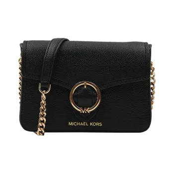 MICHAEL KORS Cow Leather Chain Crossbody Bag Women's Pure Black