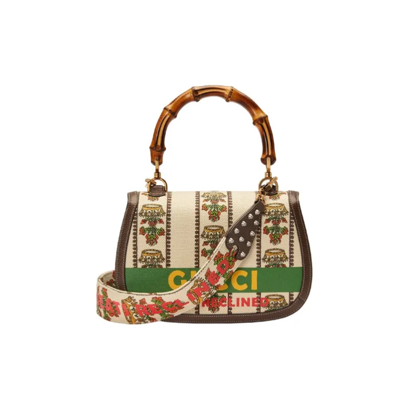 GUCCI Jacquard Fabric Shoulder Bag, Crossbody Bag, Handbag Medium Size Women's Ivory White/Brown-6