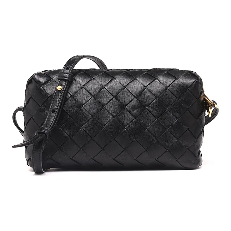 Bottega Veneta Intrecciato Crossbody Bag Gold tone Black-0