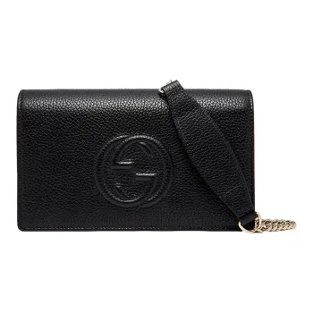 GUCCI Soho Leather Wallets Shoulder Bag Crossbody Bag Women's Black