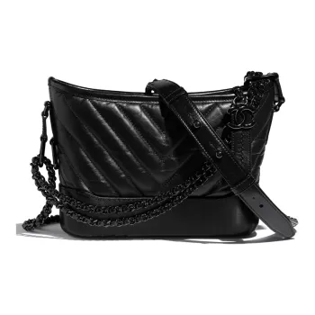 CHANEL Cow Leather Hobo Bag Shoulder Bag Crossbody Bag Women's Black