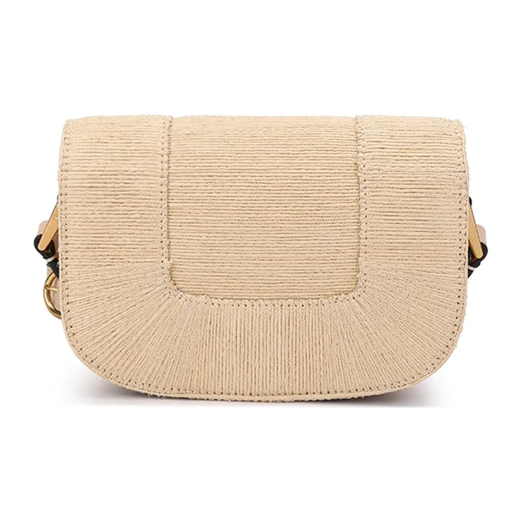 Valentino Woven Synthetic Raffia Fiber With Leather Crossbody Bag, Shoulder Bag Women's Natural-3