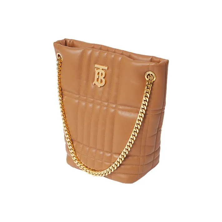 Burberry Quilted Leather Small Lola Bucket Bag Maple Brown/Gold tone-2