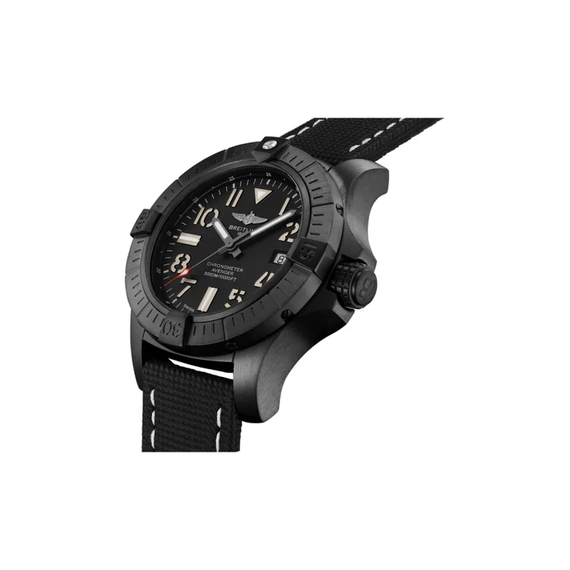 BREITLING Avenger Automatic Mechanical Movement Men's Watches Watch 45mm Black Dial Titanium Watch Case Cowhide Strap-2