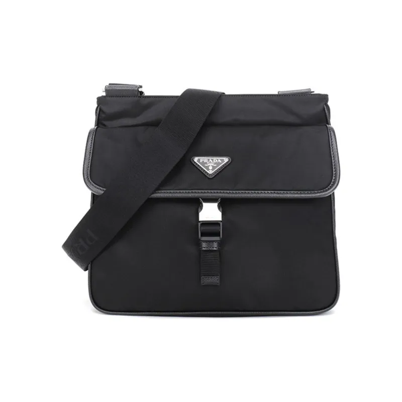 PRADA Nylon Fabric Messenger Bag Shoulder Bag Crossbody Bag Men's Black-0