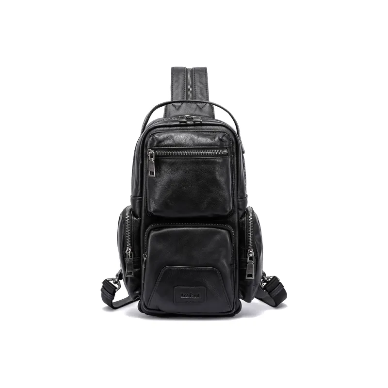 Ace Paul Cow Leather Sling Bag Mini Backpack Regular Men's Black-0