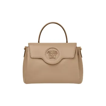 FANSIZHE La Medusa Cow Leather Crossbody Handbags Medium Size Women's Beige