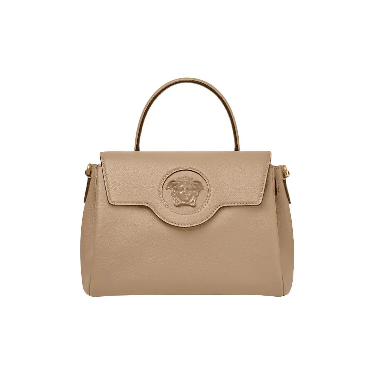 FANSIZHE La Medusa Cow Leather Crossbody Handbags Medium Size Women's Beige-0