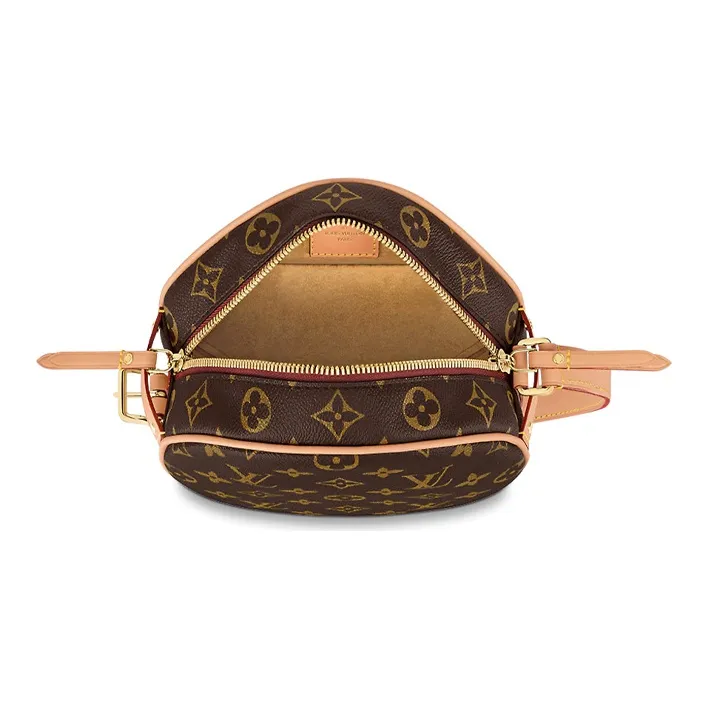 LOUIS VUITTON Cow Leather Canvas Handbag Shoulder Bags Women's Brown-4