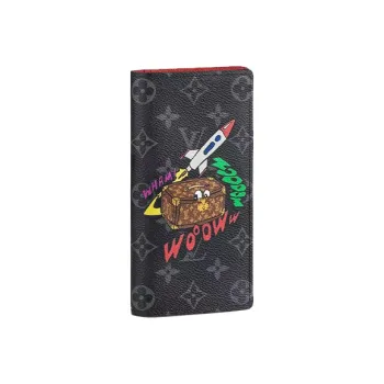 LOUIS VUITTON Brazza Monogram Canvas Wallet Men's Black