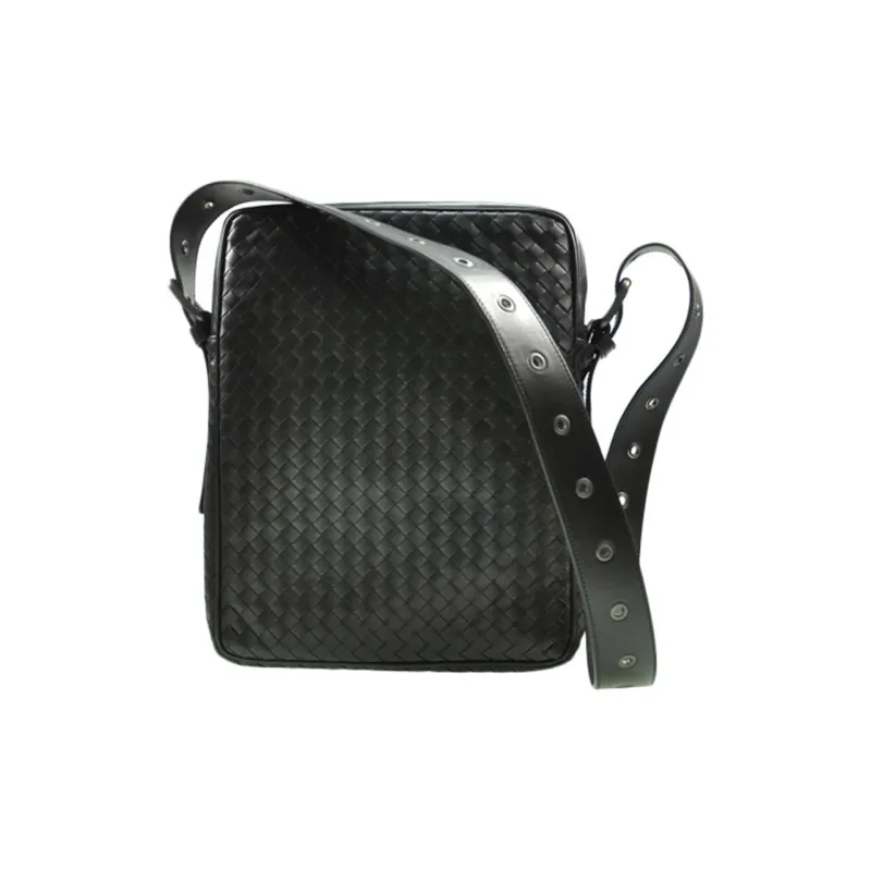 Bottega Veneta Sheepskin Messenger Bag, Crossbody Bag Men's Black-2