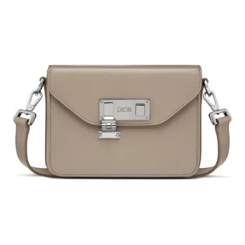 DIOR Lock Cow Leather Messenger Bag Shoulder Bag Crossbody Bag Regular Men's Beige