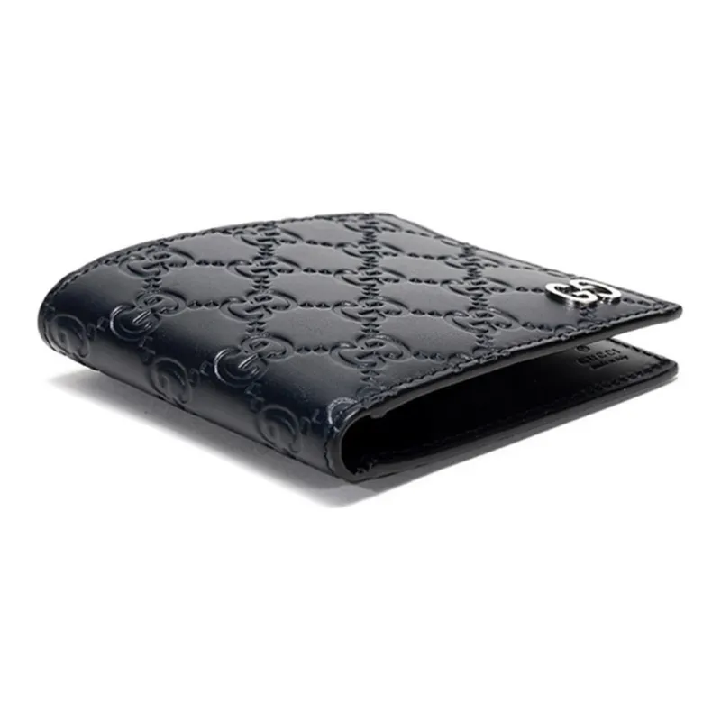 GUCCI Artificial Leather Cropped Double-Fold Wallet Men's /Navigation Dark Blue/Navy Blue-3