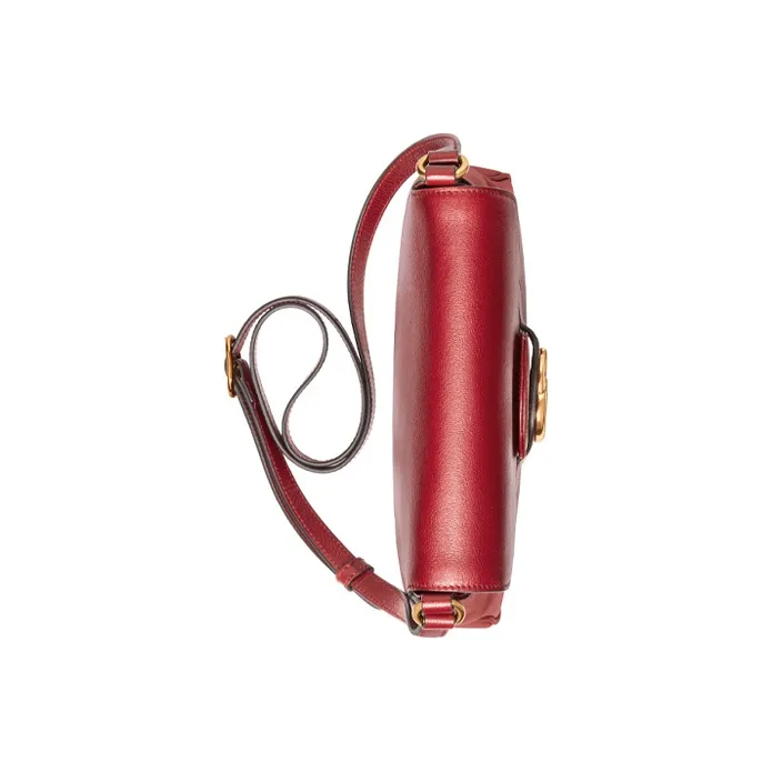GUCCI Leather Messenger Bag, Shoulder Bag, Crossbody Bag Small Size Women's Red-4