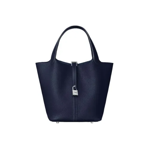 HERMES Picotin Lock Clemence Bullock Leather Basket Bag Handbag Bucket Bag Women's 2Z Nata Nuit Midnight Blue