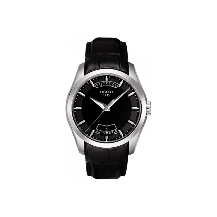TISSOT Kutu Collection Automatic Mechanical Movement Men's Watches Watch 39mm Black Dial Leather Strap-0