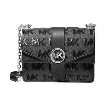 MICHAEL KORS Greenwich Artificial Leather Envelope Bag, Shoulder Bag, Crossbody Bag Small Size Women's Black