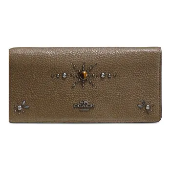 COACH Slim Wallet Leather Wallet Women's Dark Olive Green