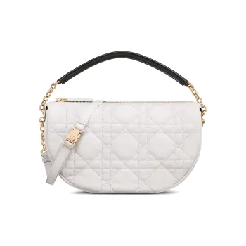 DIOR Sheepskin HOBO Handbag, Shoulder Bag Medium Size Women's White
