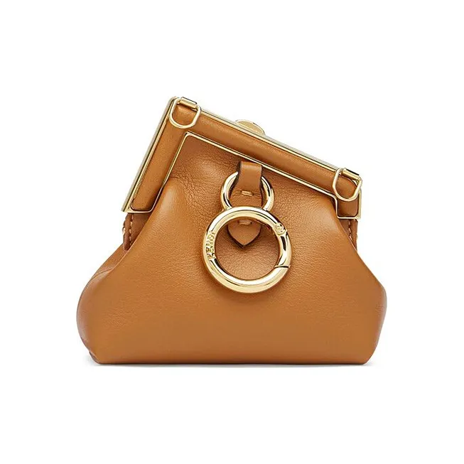 FENDI Fendi First Sheepskin Earphone Case Shoulder Bag Crossbody Bag Extra Mini Women's Brown-2