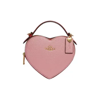 COACH Heart Leather Handbag, Crossbody Bag Mini Women's Pink Multicolor