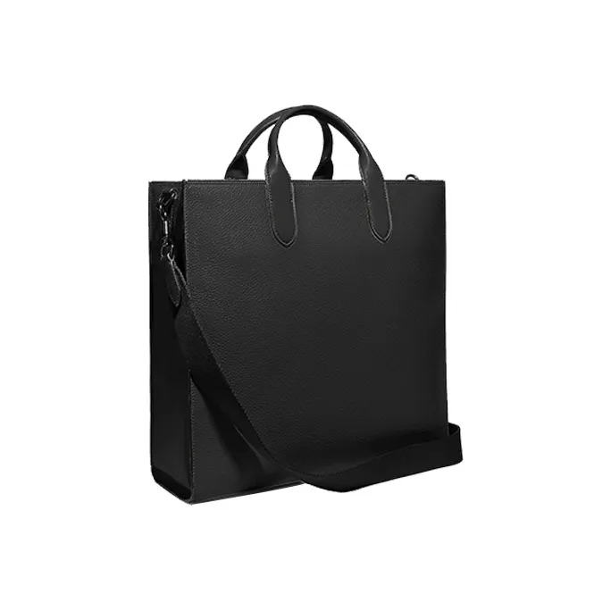 COACH Leather Tote Bag Shopping Bag Handbag Crossbody Handbag Large Size Women's Black-1