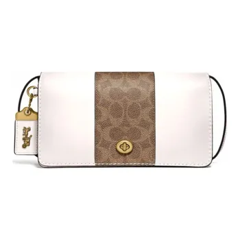 COACH Dinky Coated Canvas With Leather Crossbody Bag, Shoulder Bag Medium Size Women's White