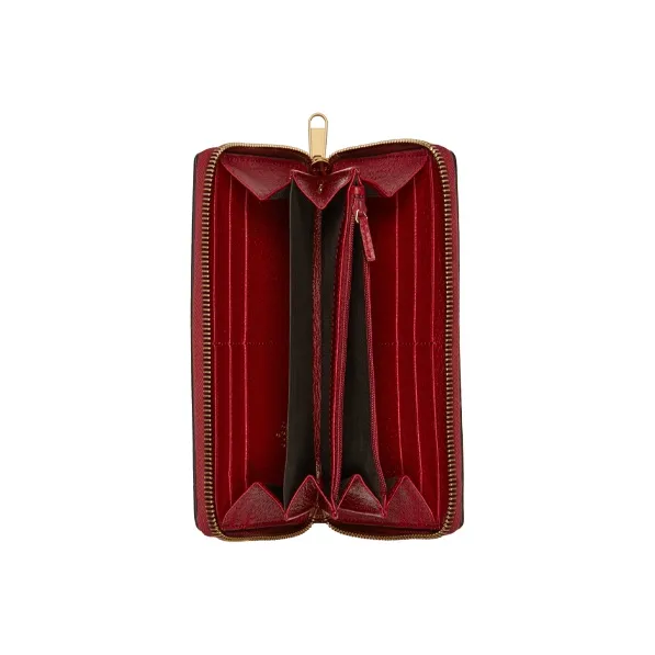 GUCCI Doraemon Collaboration Canvas With Leather Long Zip Closure Wallet Unisex Ebony/Red-3