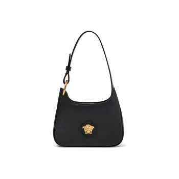 FANSIZHE La Medusa Cow Leather Shoulder Bag, Hobo Bag, Dual Purpose Bag, Handbag, Shoulder Bag Women's Pure Black