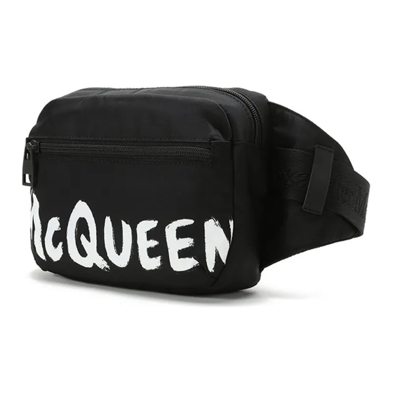 Alexander McQueen Fabric Crossbody Bags Fanny Pack Sling Bags Men's Black White-1