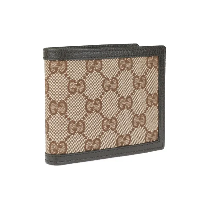 GUCCI Canvas With Leather Wallet Men's Ebony/Brown-1