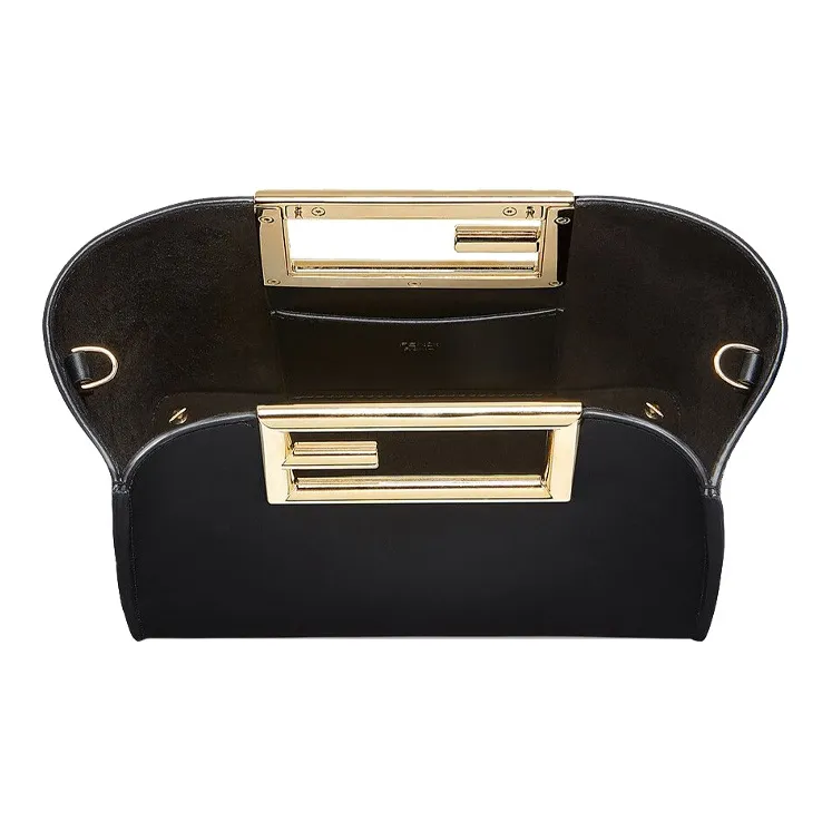 FENDI Calfskin Tote Bag Shopping Bag Shoulder Bag Crossbody Bag Handbag Small Size Women's Black-3
