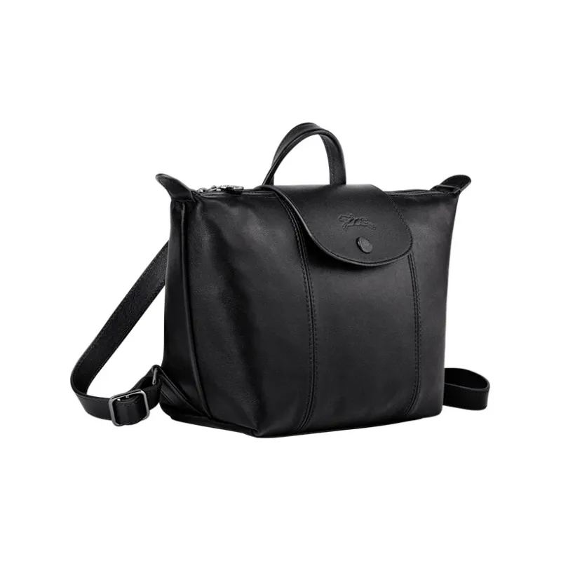 LONGCHAMP Le Pliage Cuir Cow Leather Shoulder Bag Crossbody Bag Handbag Regular Women's Black-1