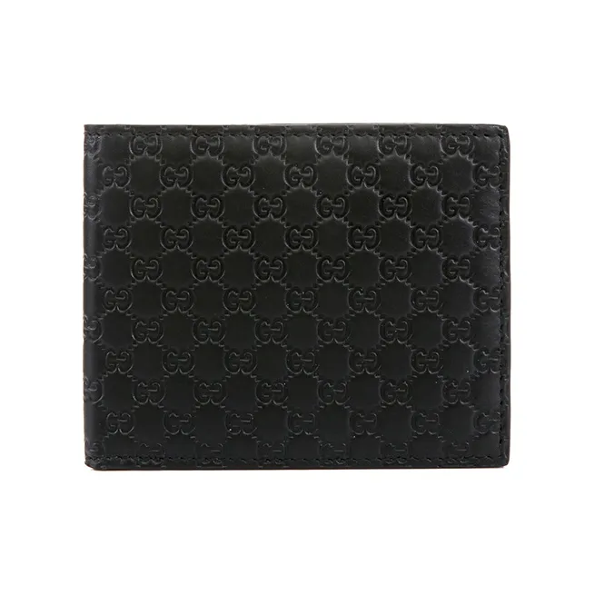 GUCCI Wrinkle Free Cow Leather Wallets Card Holders Men's Black-0
