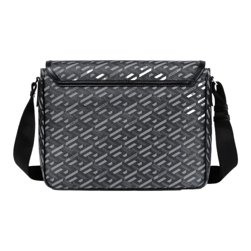 VERSACE VERSACE Cow Leather Patchwork With Polyurethane Messenger Bag Crossbody Bags Unisex Black-2