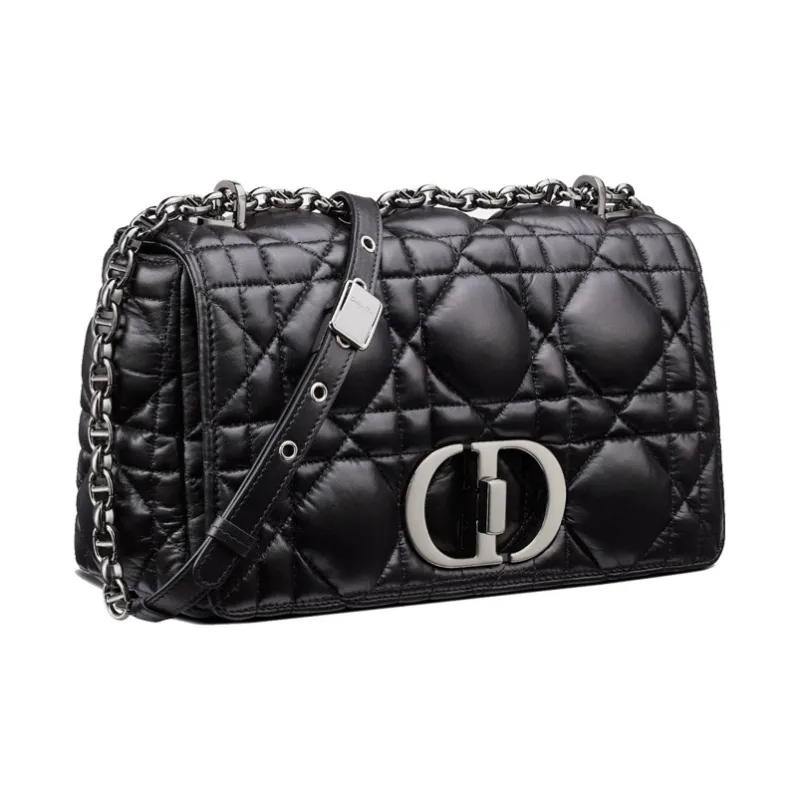 DIOR Caro Cow Leather Chain Bag Shoulder Bag Crossbody Bag Medium Size Women's Black-1