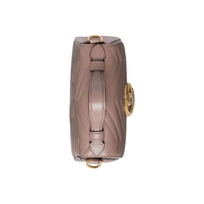 GUCCI GG Marmont Quilting Leather Messenger Bag Shoulder Bag Crossbody Bag Handbag Mini Women's Nude Pink-4